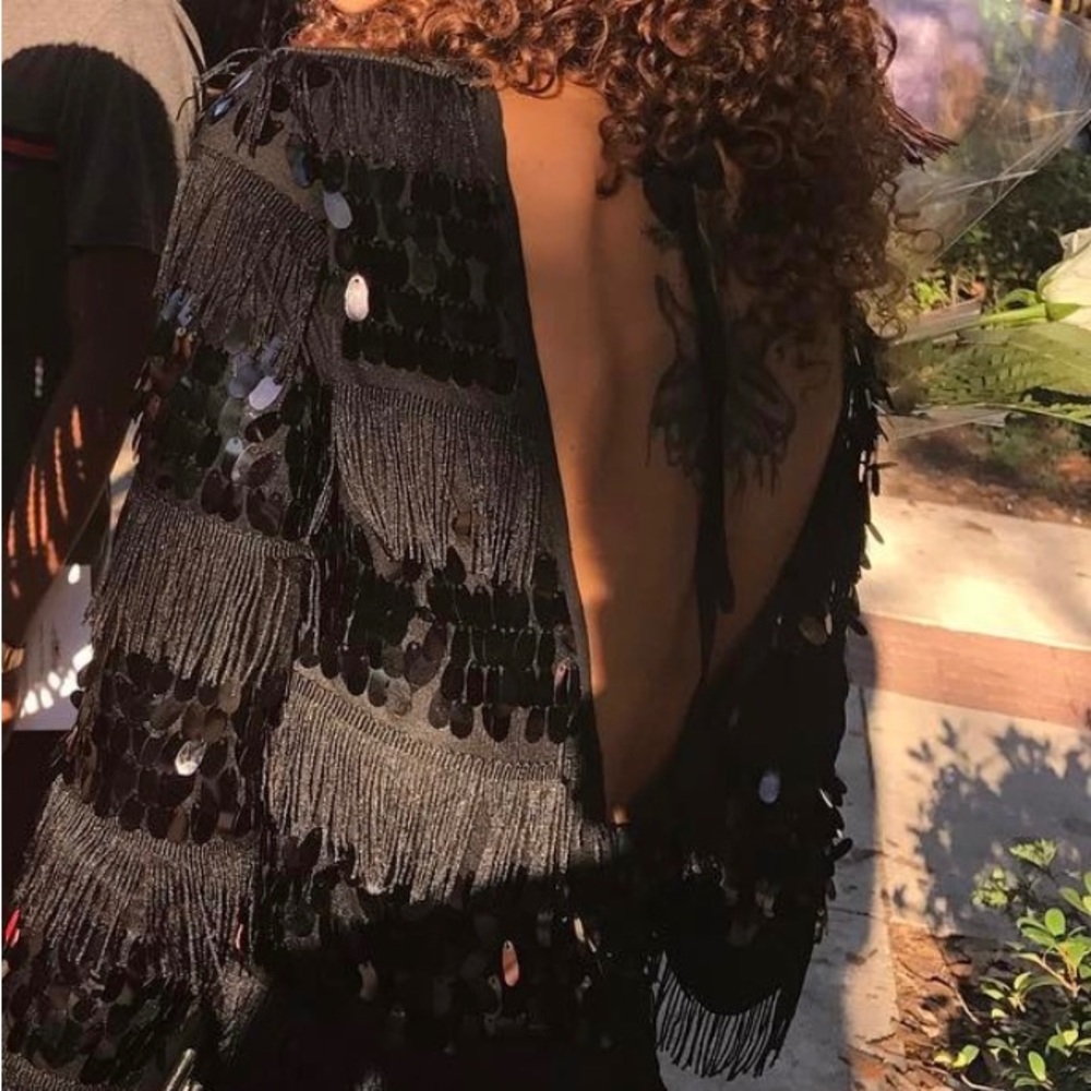 PrettyLittleThing Black Sequin Backless Dress
